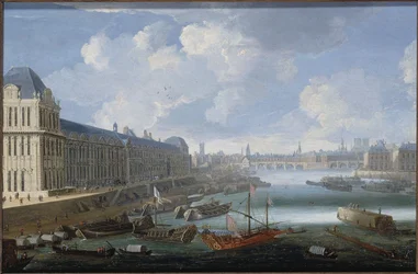 The Grande Galerie of the Louvre, the Pont-Neuf, the Cité, the Collège des Quatres-Nations, ca. 1670 On the Seine, the royal galley, between 1670 and 1685