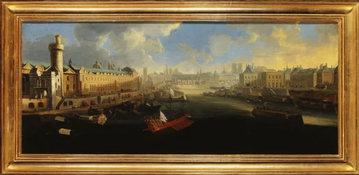 The Grande Galerie of the Louvre, with the Porte Neuve, the Pont-Neuf, the Cité, the Collège des Quatres-Nations under construction and the Quai Malaquais