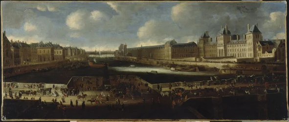 The Pont-Neuf, Seen from the Place Dauphine Entrance, the Quai Malaquais with the Collège des Quatre-Nations under Construction, the Grande Galerie and the Louvre, circa 1665, between 1660 and 1670