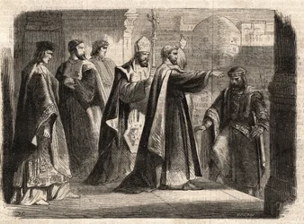 The archbishop Saint Ambrose of Milan prohibited the entrance of the church to Roman emperor Theodosius I to punish him for the massacre of Thessalonica in 390