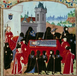 The Body of the Late King Charles VI is Carried Away, Behind the Procession the New King Charles VII