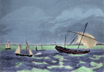 The capture of a dhow (Arab boat) along the Malagasy coast.