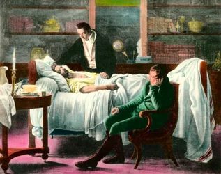 The death of Francois Xavier Bichat, French physician. Illustration of the 19th century