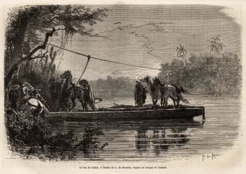 The ferry to cross the Cauca River