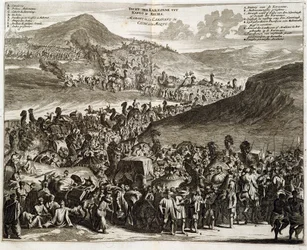 The Pilgrimage Caravan from Cairo to Mecca - Engraving by Dapper