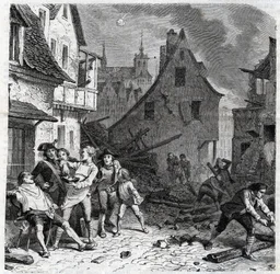 The Shaving Dish of Lille - An Episode from the Siege of Lille in 1792 - engraving