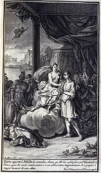 Thetis Brings to Achilles the New Weapons Made by Vulcan, Illustration of Book XIX of the Iliad of Homer