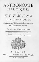 Title page of Nautical Astronomy: or Elements of Astronomy by M. de Maupertuis (Pierre-Louis Moreau de) (1698 - 1759). 1743