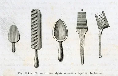 Various objects used to shape butter - in 
