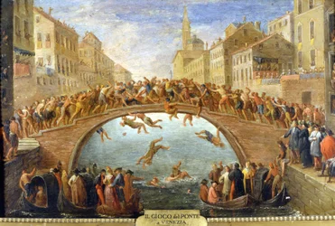 Venice, the game of the bridge. 18th century