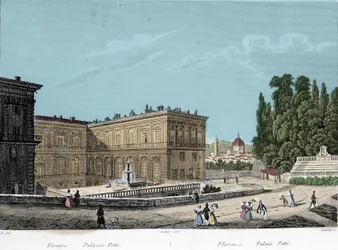 View of Pitti Palace in Florence. 19th century