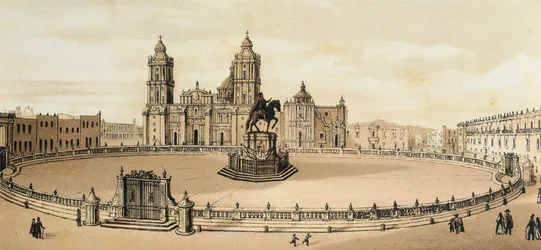 View of Zocalo Square and Cathedral in Mexico City, Mexico