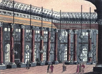 View of a ceremonial hall of Schonbrunn Castle, former residence of the Austrian Imperial Family, engraving from 1820