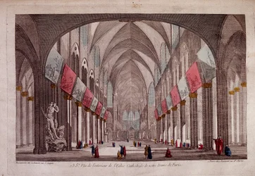 View of the interior of Notre-Dame de Paris - optical view