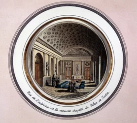 View of the interior of the Sainte Chapelle de Paris - engraving