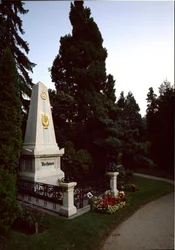 View of the Tomb of Ludwig van Beethoven (1770-1827) at the Central Cemetery of Vienna, Austria