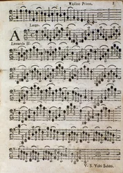 Sheet music page for Balletto a 3, op. 3 by Tomaso Albinoni