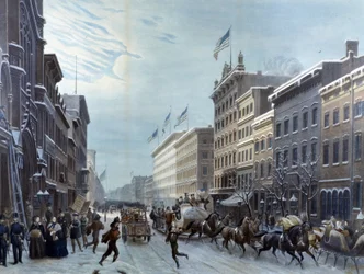Winter scene on Broadway, New York