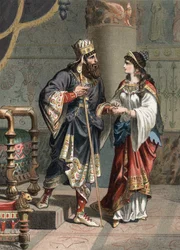Portrait of Xerxes I, Achaemenid King of Persia (519-465 BC) with his wife Amestris