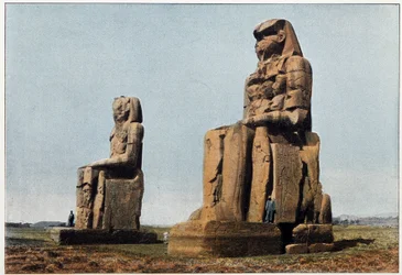 Ancient Egypt: the Colossus of Memnon to Thebes. End of 19th century