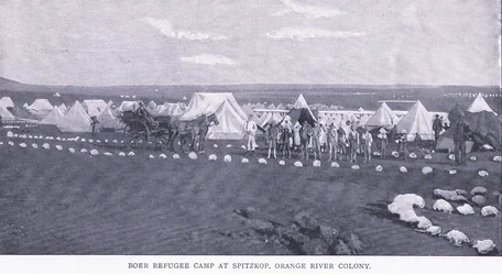 Boer Refugee Camp at Spitzkop, Orange River Colony, from After Pretoria: The Guerilla War Published by Harmsworth Bros Limited