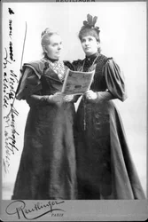 German Singer Mathilde Marchesi and Australian Singer Nellie Melba. Late 19th century Photography