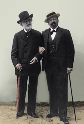 Giuseppe Verdi, Italian composer (1813-1901), and tenor Francesco Tamagno (1850-1905) in Montecatini at the end of the 19th century.