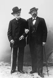 Giuseppe Verdi, Italian composer (1813-1901), and tenor Francesco Tamagno (1850-1905) in Montecatini at the end of the 19th century