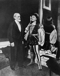 Giuseppe Verdi and Victor Maurel (in Iago) in February 1887 at the Scala in Milan after the Premiere of Otello