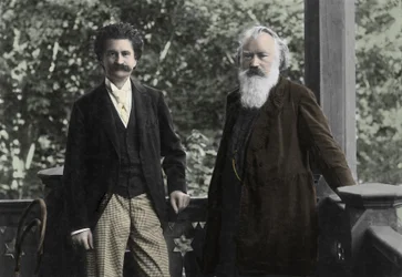 Johannes Brahms (1833-1897) with Johann Strauss (1825-1899)