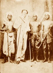 Lieutenant Joseph Sherer, Assistant to the Superintendent of Cachar, with His Bearers, Manipur, 1861