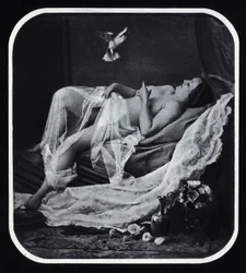 Reclining naked woman around 1850, anonymous photograph