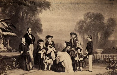 Painting depicting the English royal family