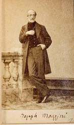 Portrait of Giuseppe Mazzini, with Autograph (b/w Photo)