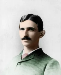 Portrait of Nikola Tesla. Electrical engineer and Croatian physicist naturalized American