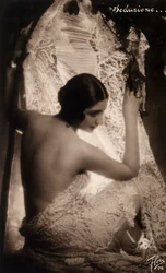 Portrait of a Young Woman Shrouded in a White Lace Cloth