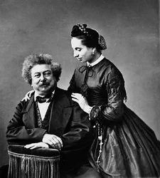 Portrait of the writer, Alexandre Dumas with his daughter