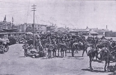 Reinforcements Disembarking at Capetown, from After Pretoria: The Guerilla War Published by Harmsworth Bros Limited