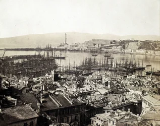 The port of Genoa at the end of the 19th century