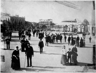View of Plaza Catalunya in Barcelona, late 19th century