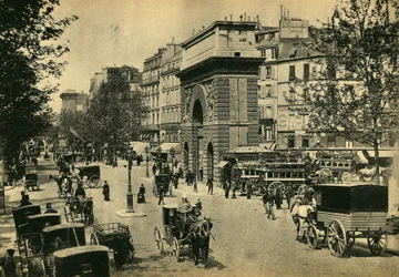 View of Porte Saint Denis, Paris (Photography, late 19th century)