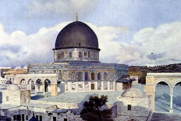 View of the Mosque of Omar in Jerusalem. Autochrome