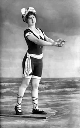 Woman in Swimsuit and Beach Shoe
