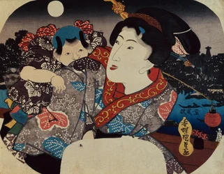 A Woman Carrying a Child on Her Back