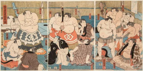 Sumo Wrestlers Shitaky Beya vs Hidenoyama