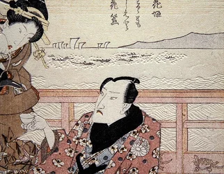 Onoe Kikugoro III taking tea at Shinagawa (detail), c.1825
