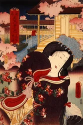 Flower Banquet, Evening Bell: Katsuragi, c.1808-58