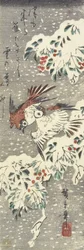 Heavenly Bamboo and Sparrows in Snow