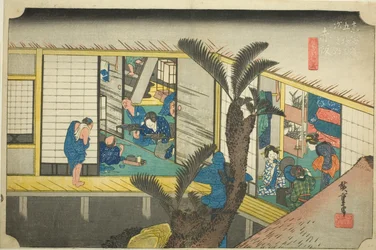 Akasaka: Waitresses at an Inn, from the series Fifty-three Stations of the Tokaido