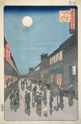 Night Scene in Saruwaka Street, from One Hundred Views of Edo, 1856